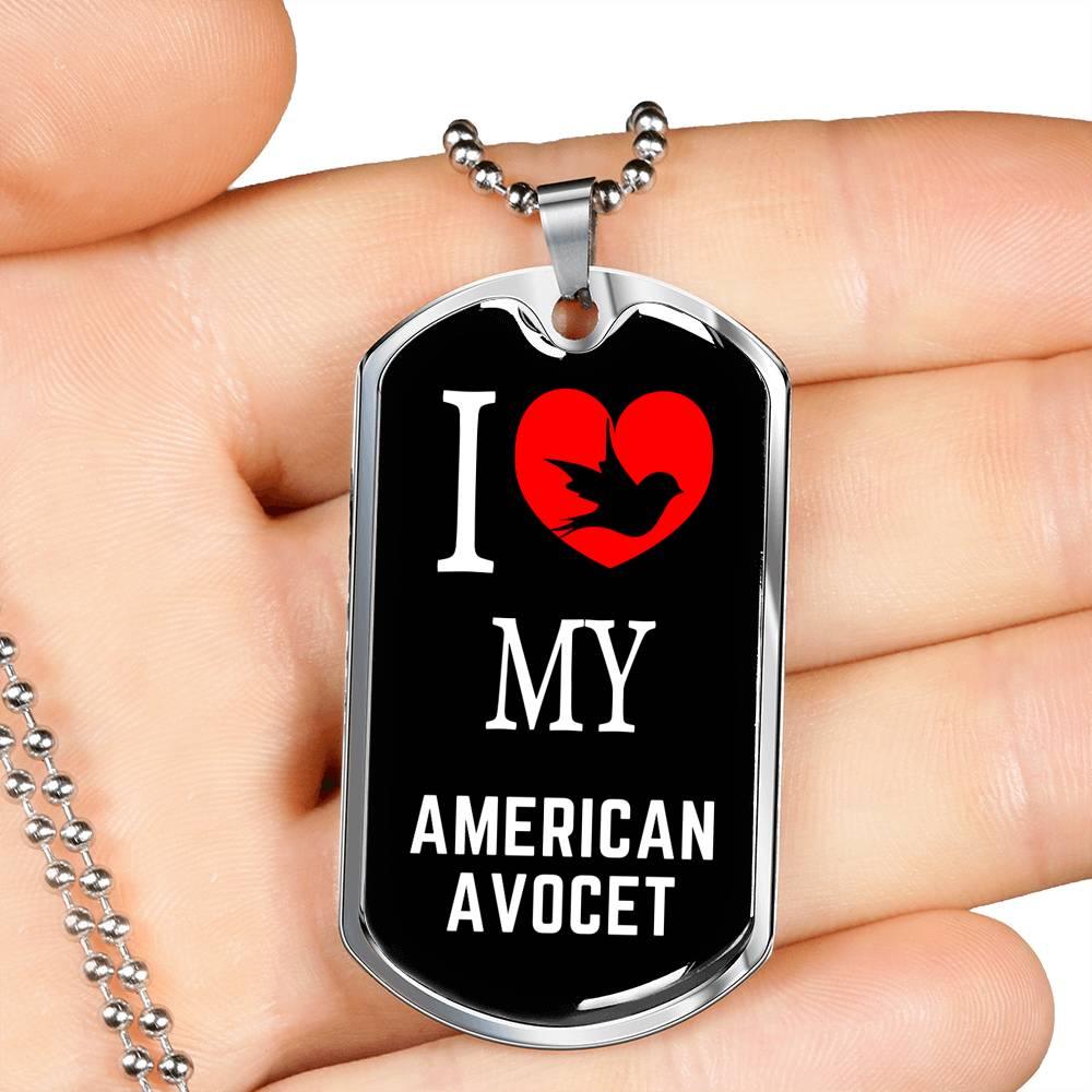 American Avocet Necklace Stainless Steel or 18k Gold Dog Tag 24" Chain-Express Your Love Gifts