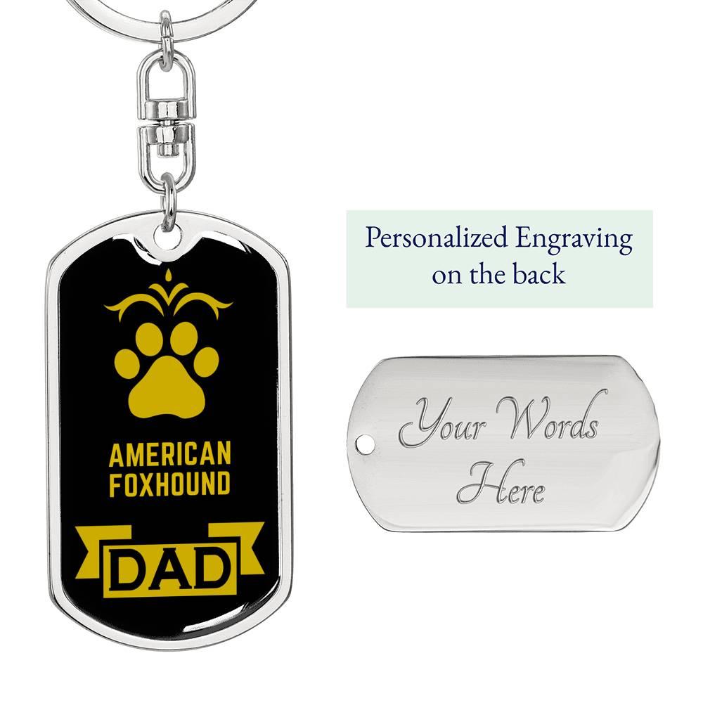 American Foxhound Dog Dad Dog Tag Keychain Stainless Steel or18k Gold-Express Your Love Gifts