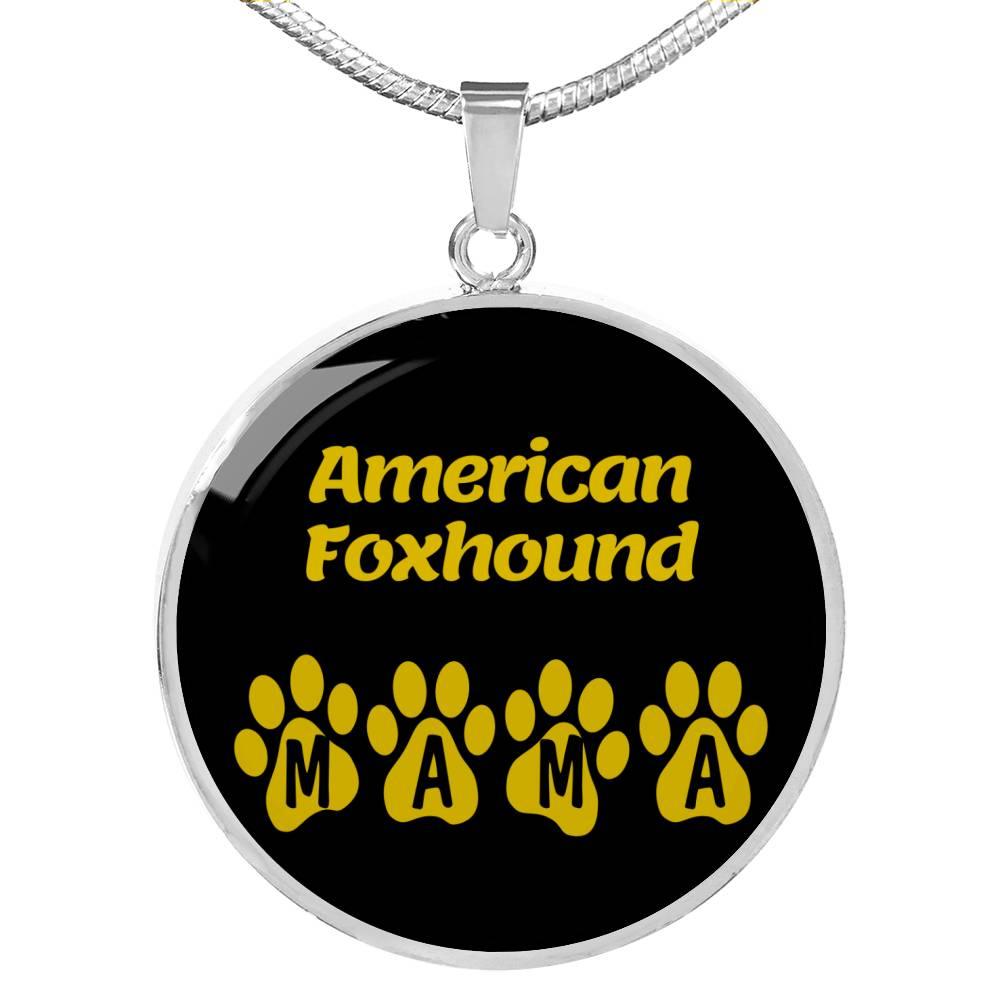 American Foxhound Mama Circle Necklace Stainless Steel or 18k Gold 18-22" Dog Owner Lover-Express Your Love Gifts