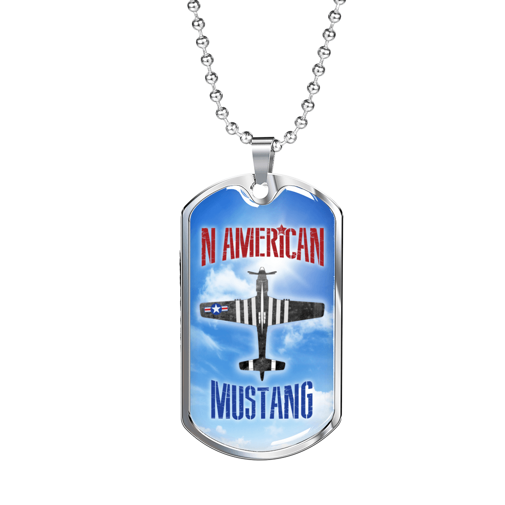 American Mustang Dad Stainless Steel or 18k Gold Dog Tag 24" Chain-Express Your Love Gifts