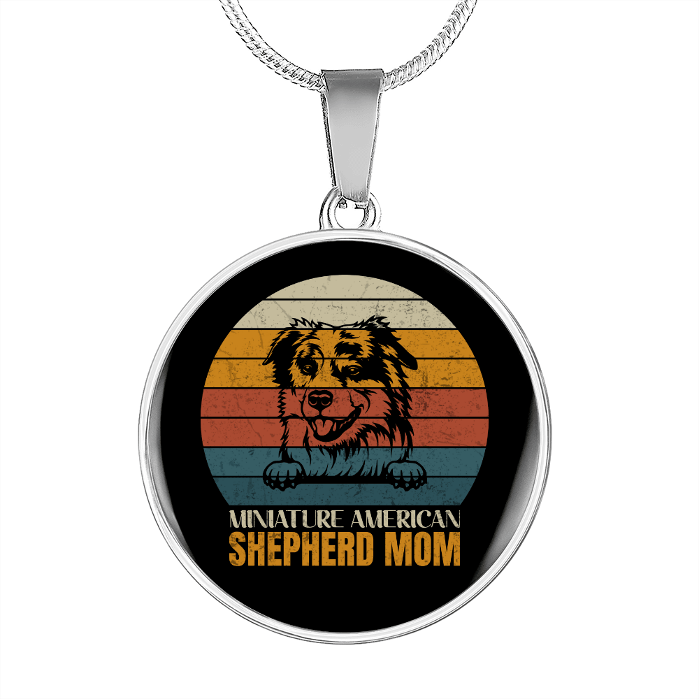 American Shepherd Mom Circle Necklace Stainless Steel or 18k Gold 18-22"-Express Your Love Gifts
