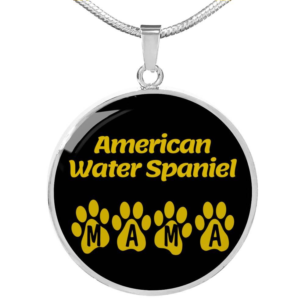 American Water Spaniel Mama Circle Necklace Stainless Steel or 18k Gold 18-22" Dog Owner Lover-Express Your Love Gifts