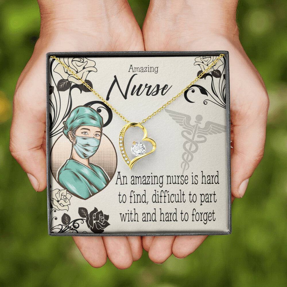 An Amazing Nurse Healthcare Medical Worker Nurse Appreciation Gift Forever Necklace w Message Card-Express Your Love Gifts