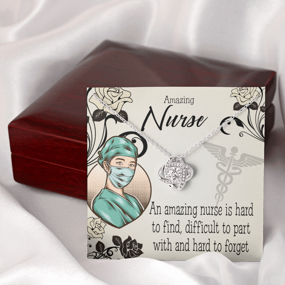 An Amazing Nurse Healthcare Medical Worker Nurse Appreciation Gift Infinity Knot Necklace Message Card-Express Your Love Gifts