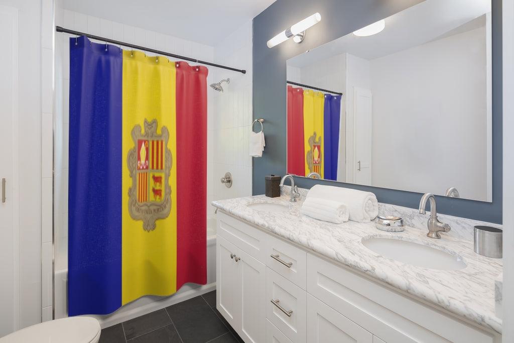 Andorra Flag Stylish Design 71" x 74" Elegant Waterproof Shower Curtain for a Spa-like Bathroom Paradise Exceptional Craftsmanship-Express Your Love Gifts
