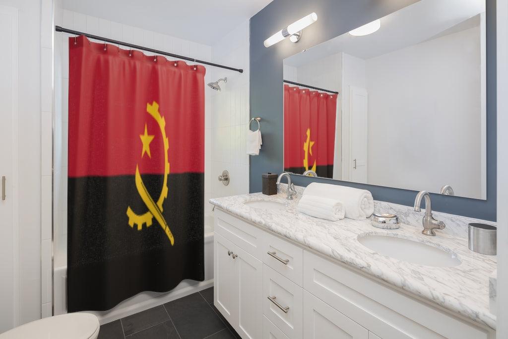 Angola Flag Stylish Design 71" x 74" Elegant Waterproof Shower Curtain for a Spa-like Bathroom Paradise Exceptional Craftsmanship-Express Your Love Gifts