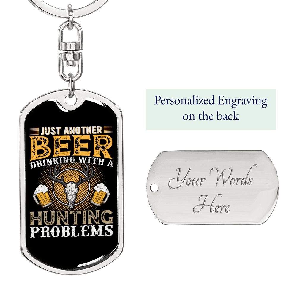 Another Beer Hunter'S Keychain Gift Stainless Steel or 18k Gold Dog Tag Keyring-Express Your Love Gifts