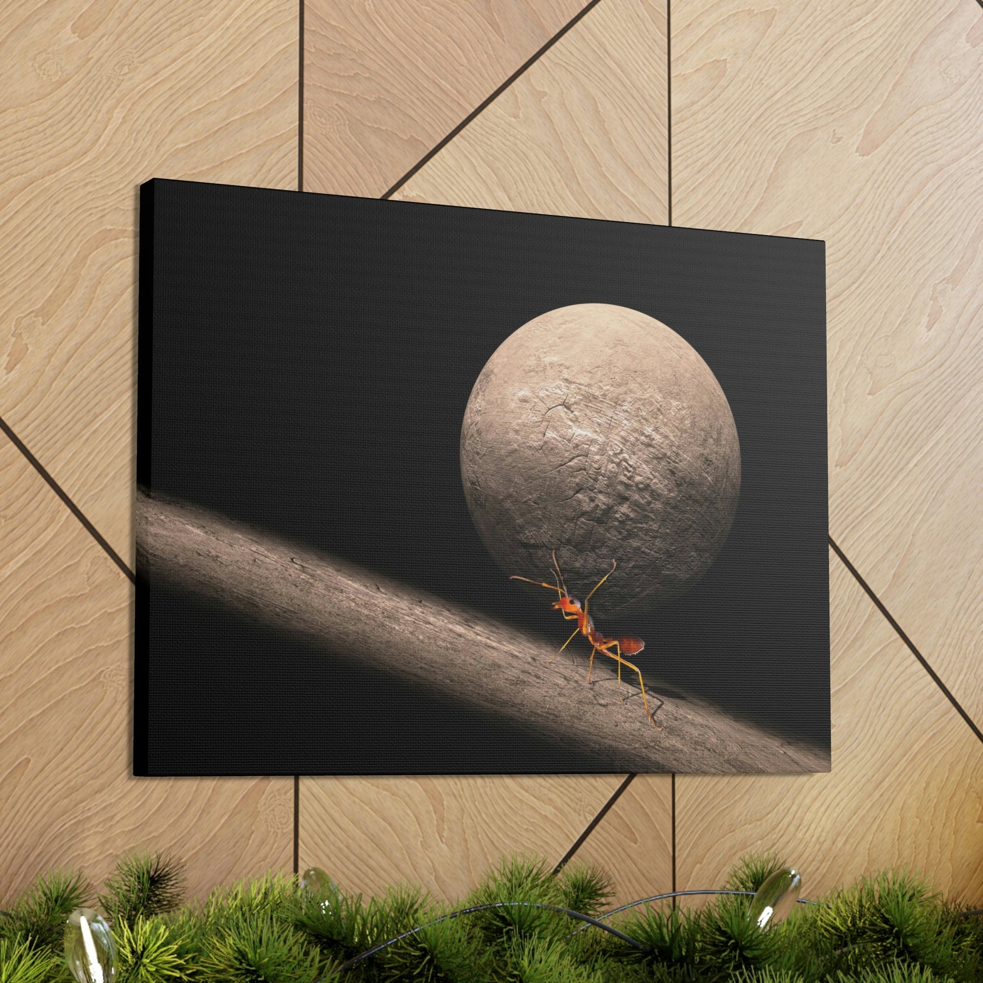 Ant Trying To Carry Huge Stone Ant Carrying Wall Art Ready To Hang Unframed-Express Your Love Gifts