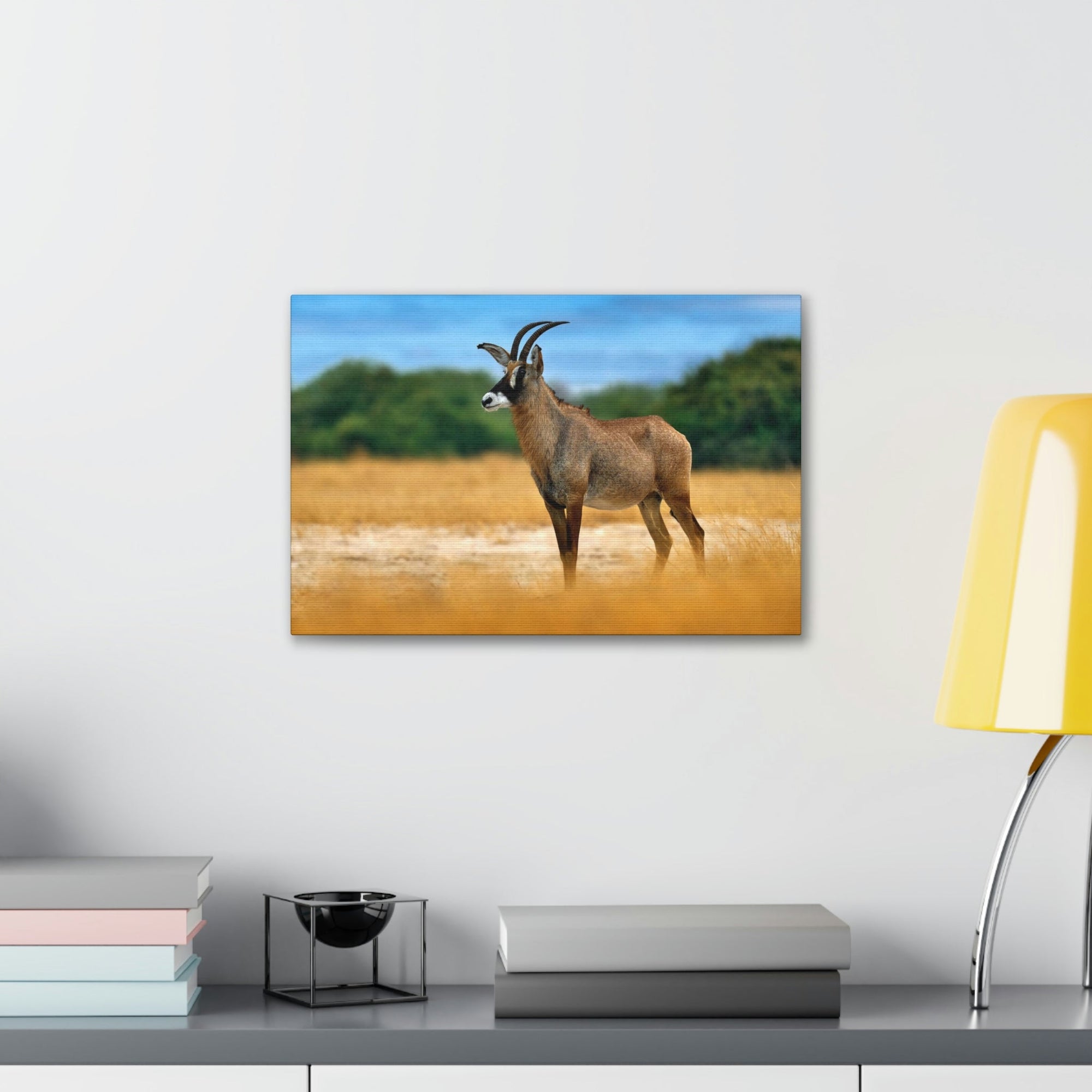 Antelope In Mountain Background Antelope In Grass Outside Wall Art Ready To Hang Unframed-Express Your Love Gifts