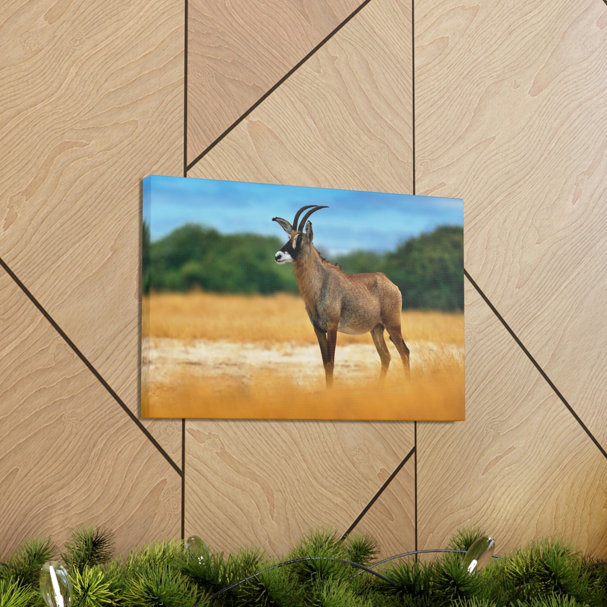 Antelope In Mountain Background Antelope In Grass Outside Wall Art Ready To Hang Unframed-Express Your Love Gifts