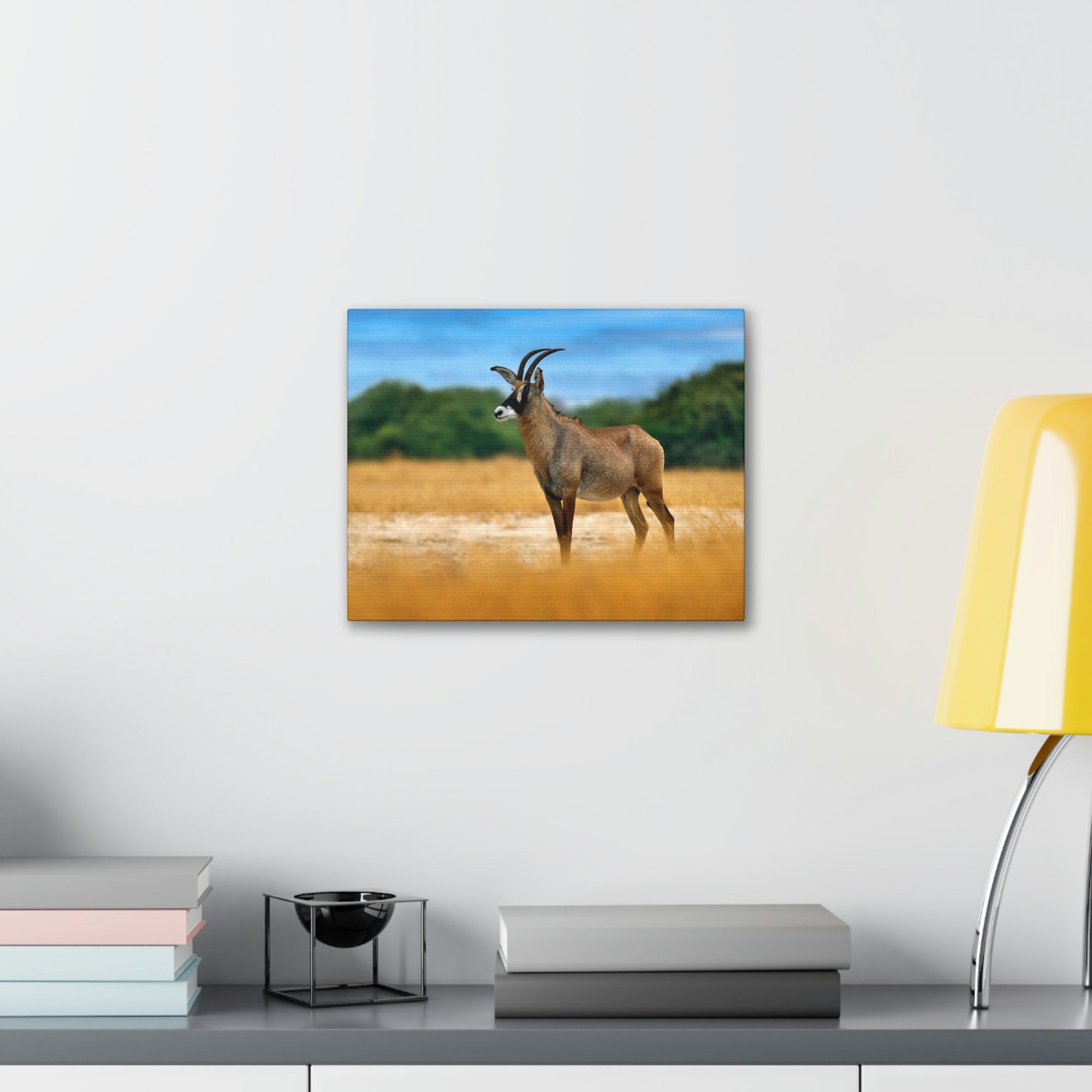 Antelope In Mountain Background Antelope In Grass Outside Wall Art Ready To Hang Unframed-Express Your Love Gifts