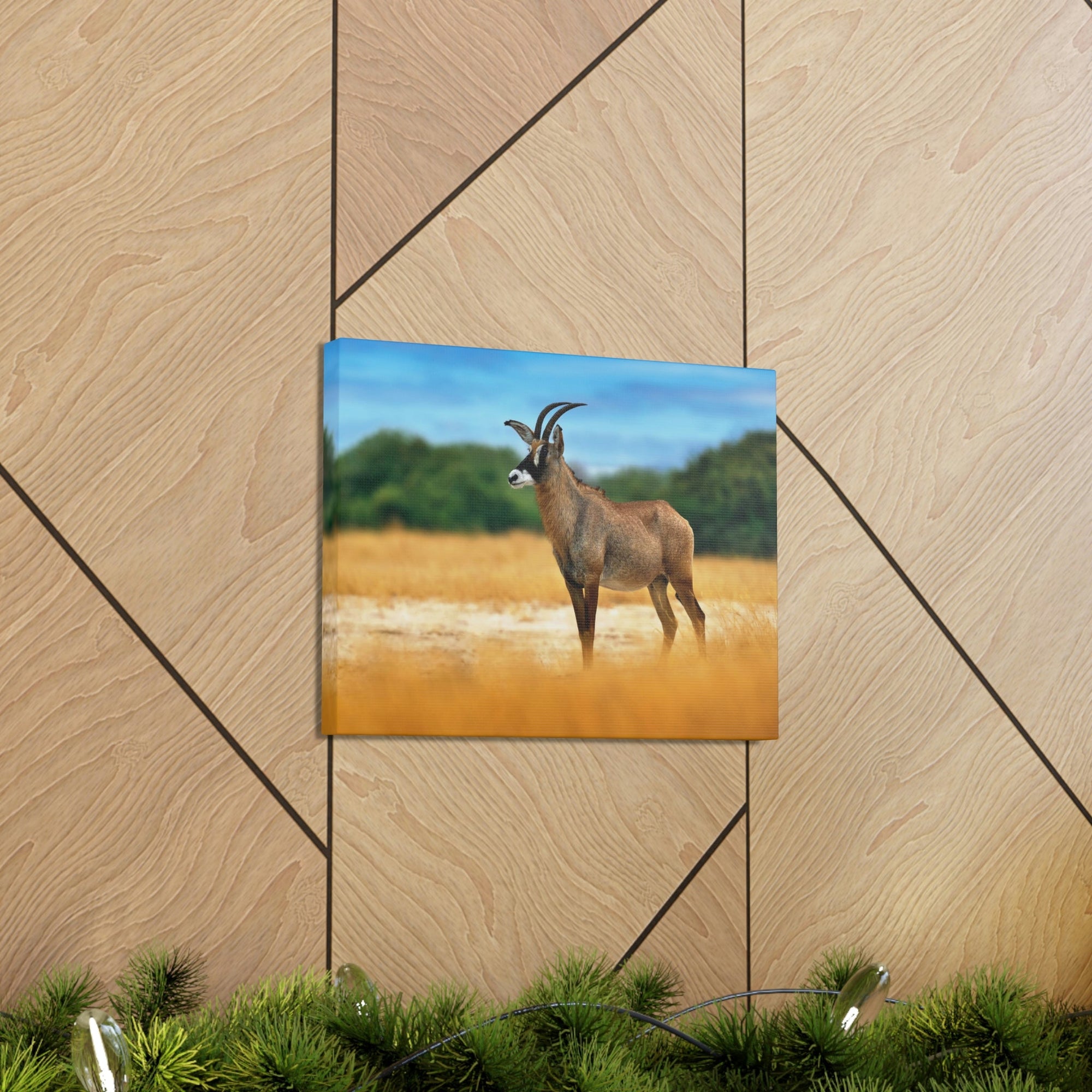 Antelope In Mountain Background Antelope In Grass Outside Wall Art Ready To Hang Unframed-Express Your Love Gifts