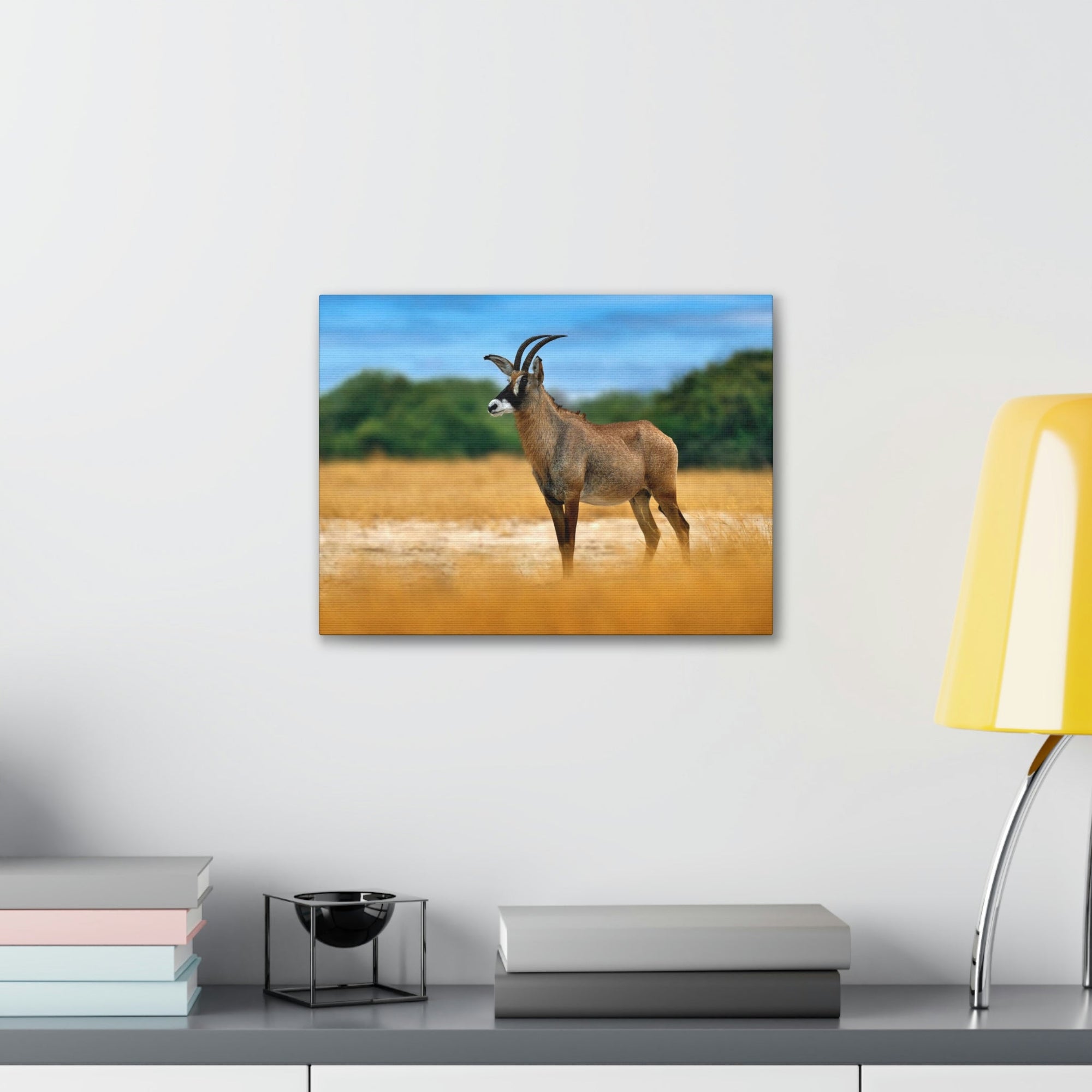 Antelope In Mountain Background Antelope In Grass Outside Wall Art Ready To Hang Unframed-Express Your Love Gifts