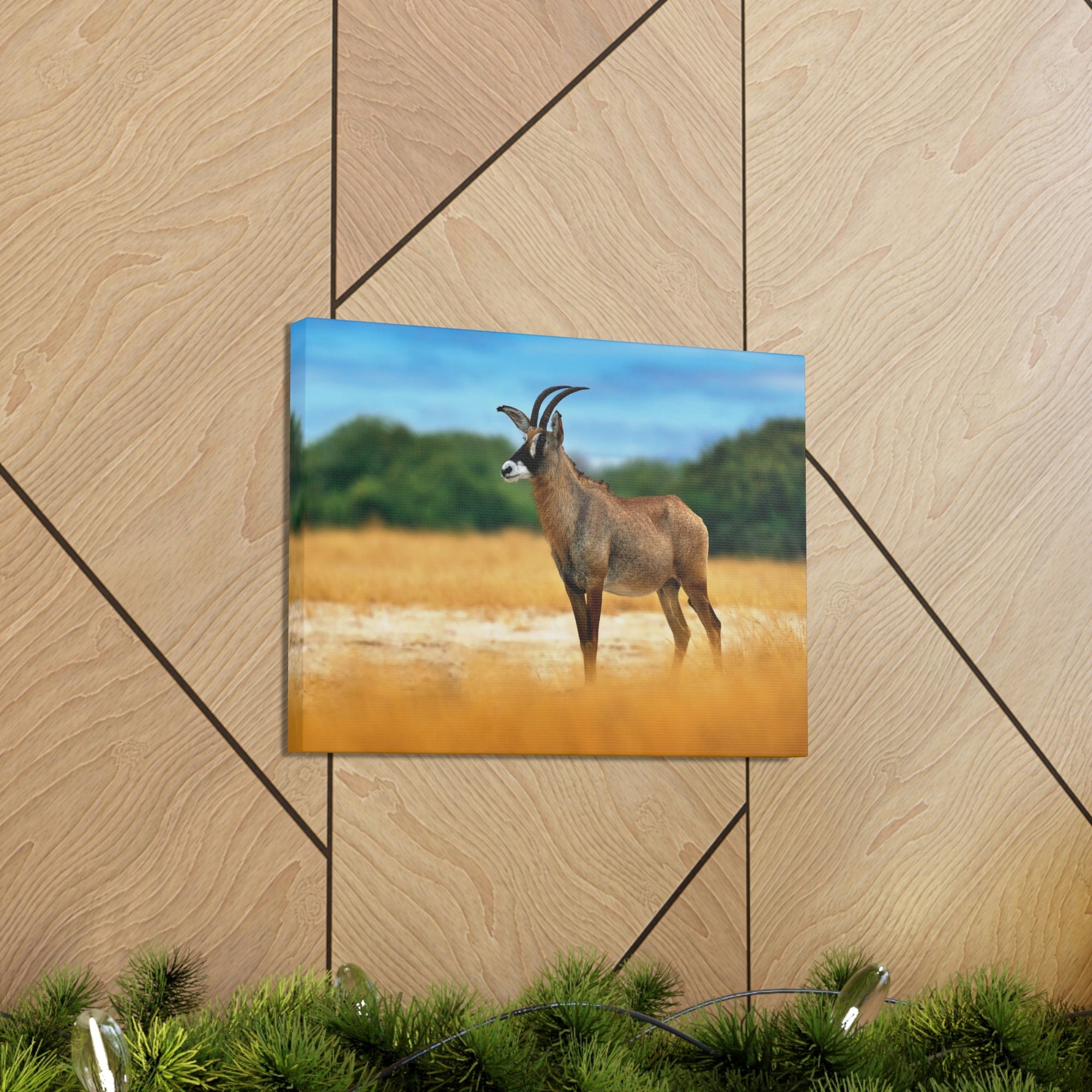 Antelope In Mountain Background Antelope In Grass Outside Wall Art Ready To Hang Unframed-Express Your Love Gifts