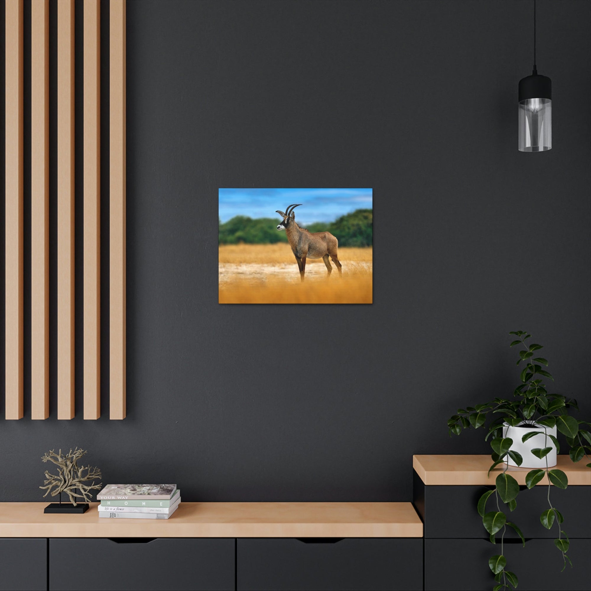 Antelope In Mountain Background Antelope In Grass Outside Wall Art Ready To Hang Unframed-Express Your Love Gifts