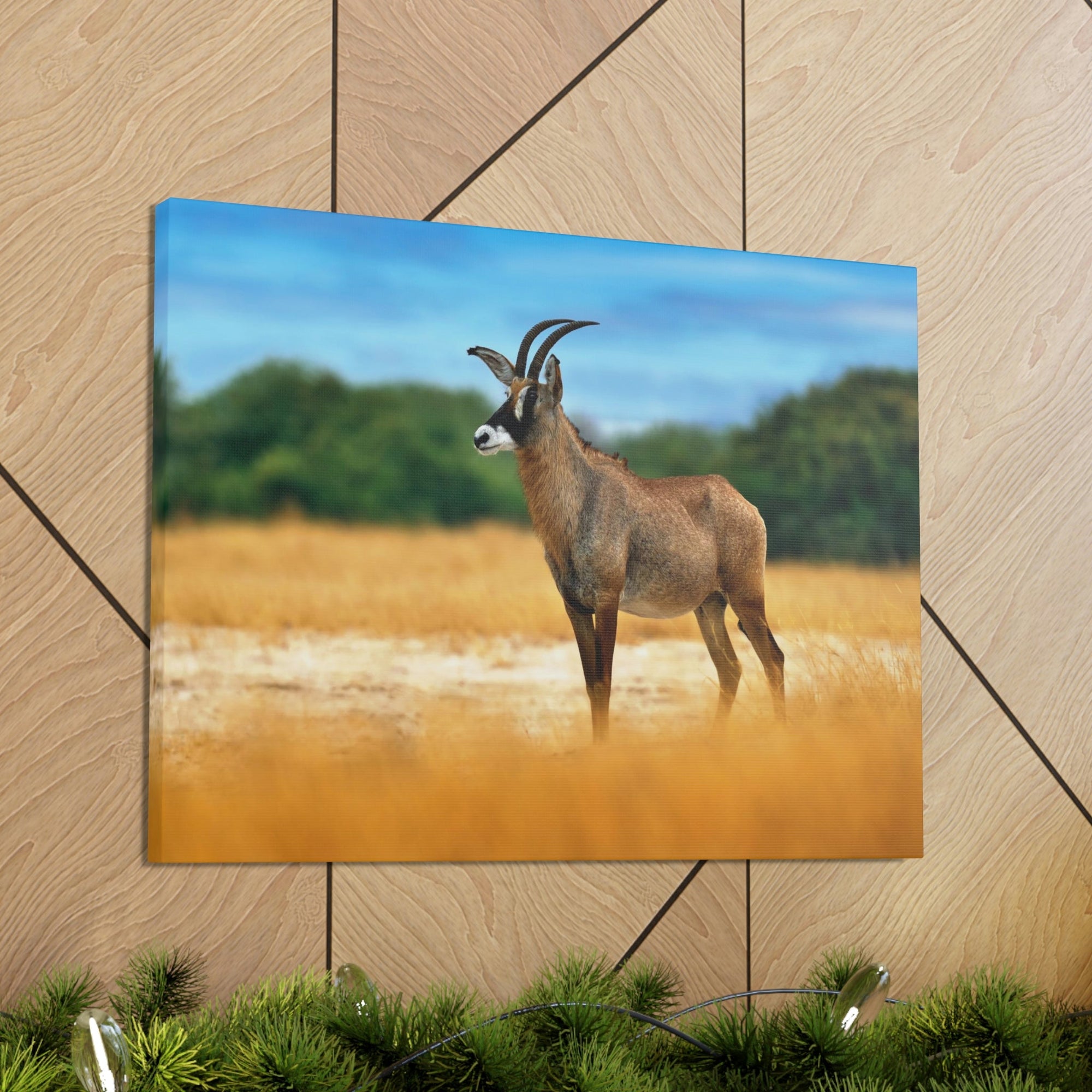 Antelope In Mountain Background Antelope In Grass Outside Wall Art Ready To Hang Unframed-Express Your Love Gifts