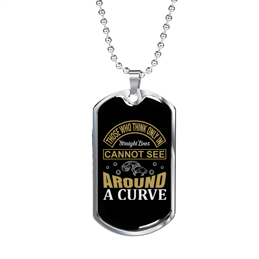 Around a Curve Zodiac Necklace Stainless Steel or 18k Gold Dog Tag 24" Chain-Express Your Love Gifts