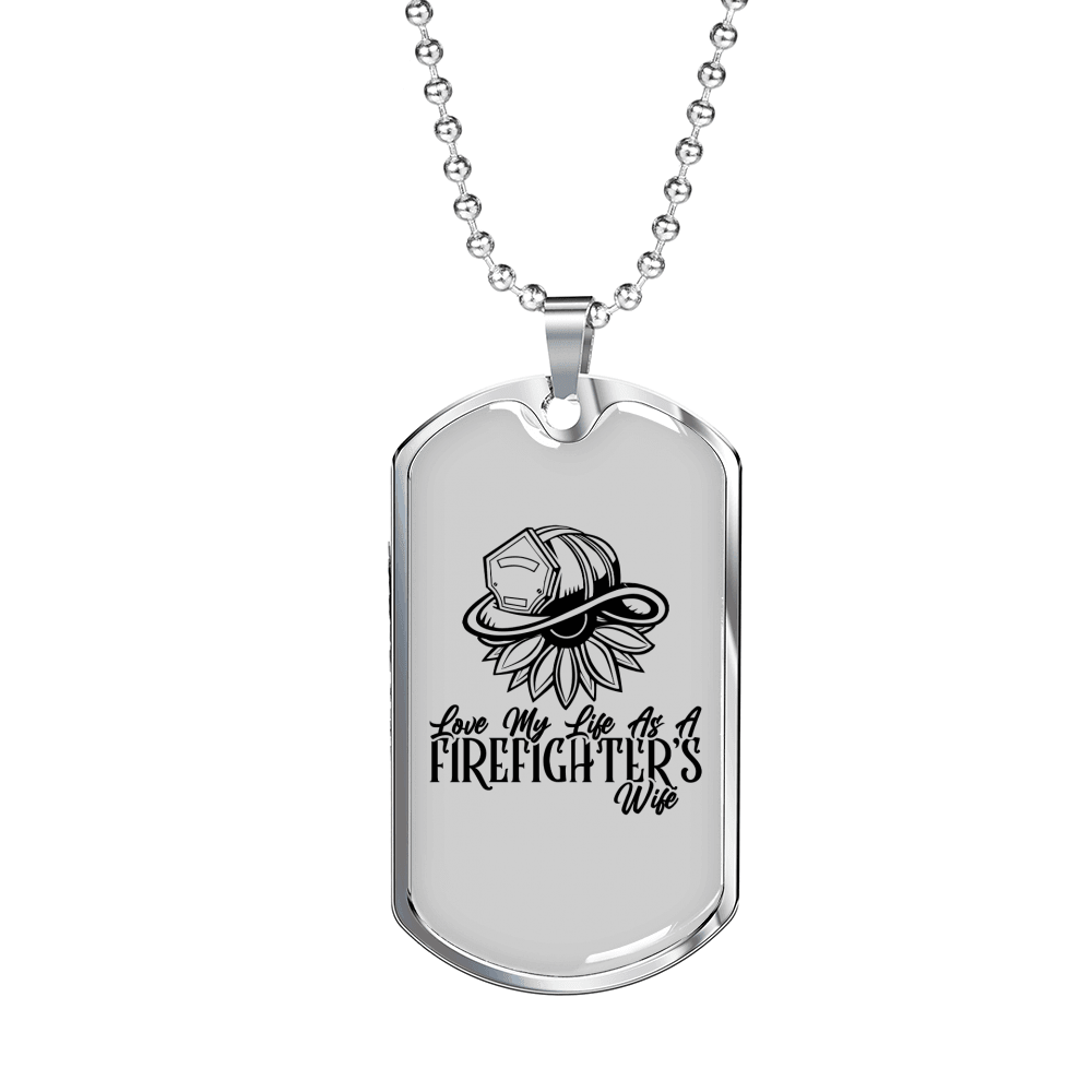 As A Firefighter'S Wife Firefighter Gift Stainless Steel or 18k Gold Dog Tag 24" Chain-Express Your Love Gifts