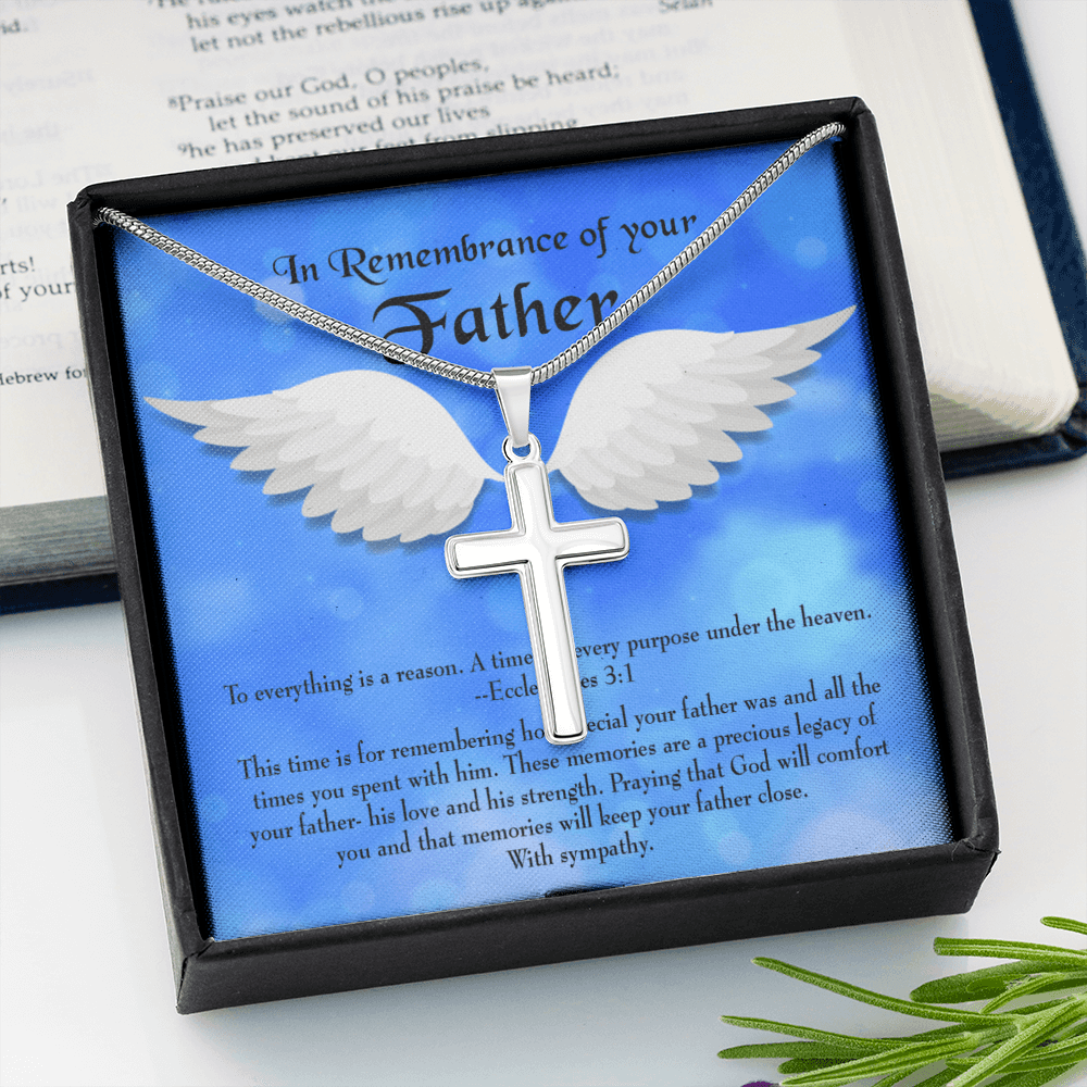 As You Honor Your Father Dad Memorial Gift Dad Memorial Cross Necklace Sympathy Gift Loss of Father Condolence Message Card-Express Your Love Gifts