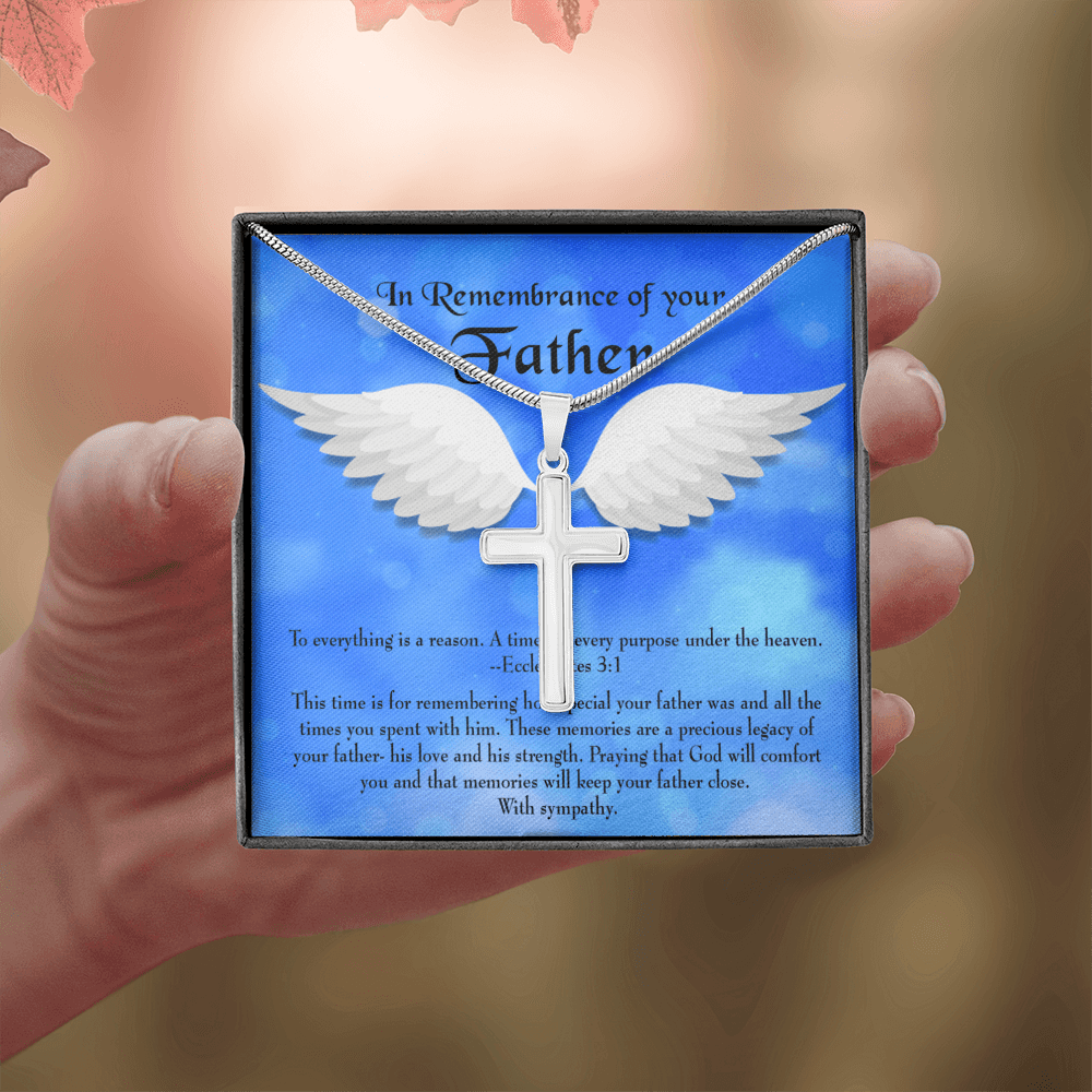 As You Honor Your Father Dad Memorial Gift Dad Memorial Cross Necklace Sympathy Gift Loss of Father Condolence Message Card-Express Your Love Gifts