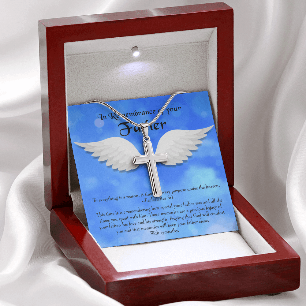 As You Honor Your Father Dad Memorial Gift Dad Memorial Cross Necklace Sympathy Gift Loss of Father Condolence Message Card-Express Your Love Gifts