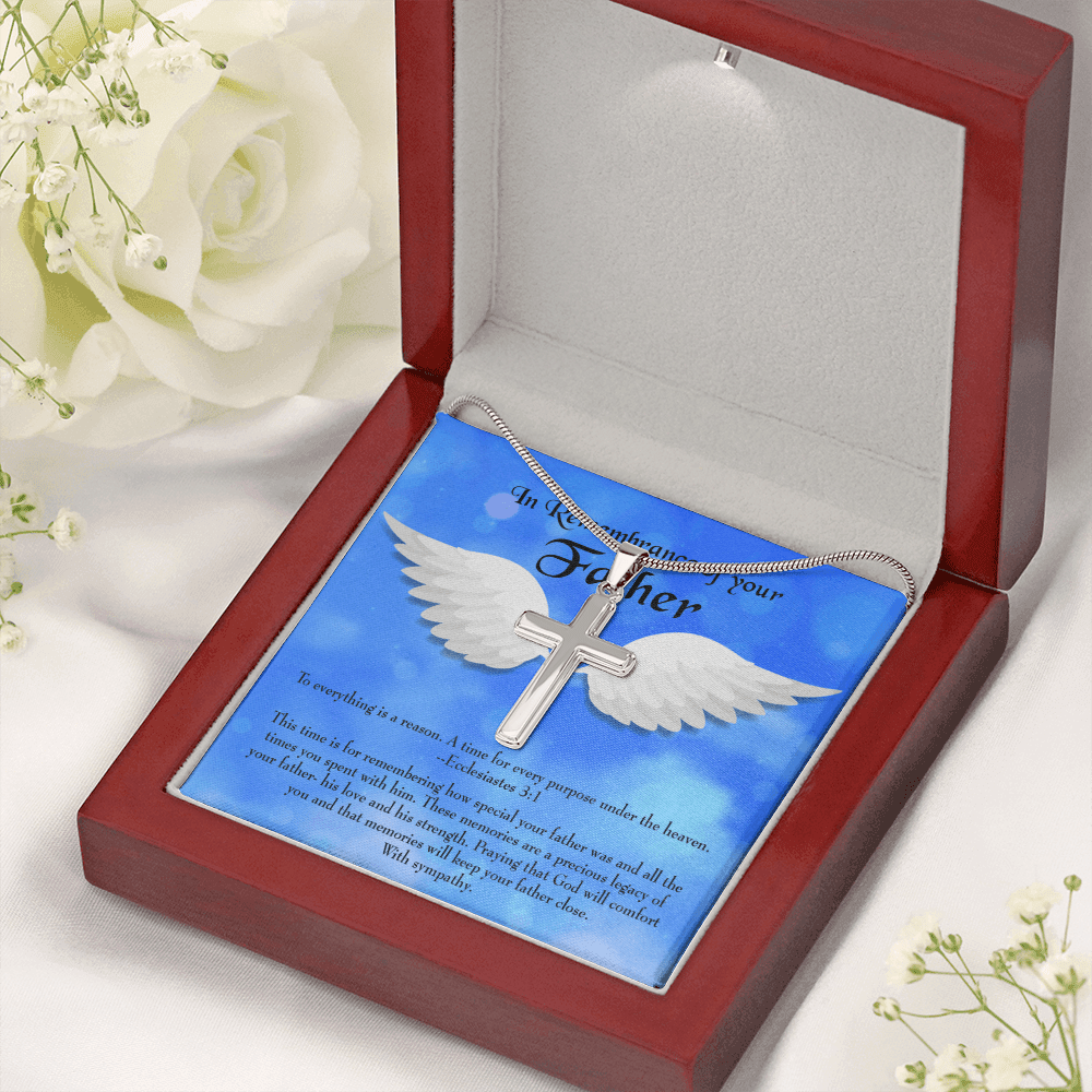 As You Honor Your Father Dad Memorial Gift Dad Memorial Cross Necklace Sympathy Gift Loss of Father Condolence Message Card-Express Your Love Gifts