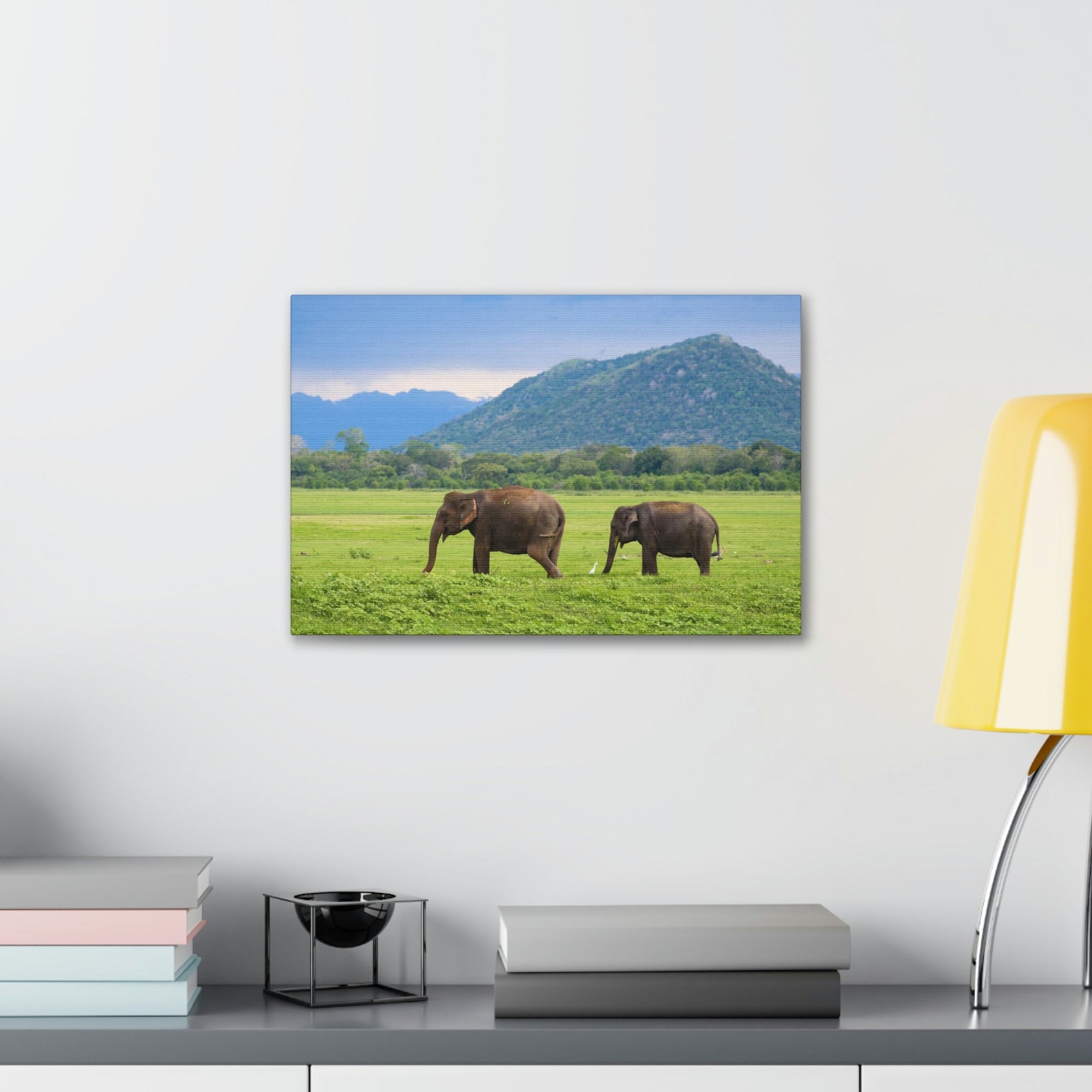 Scripture Walls Asian Elephant Couple Asian Elephant Troop Print Animal Wall Art Wildlife Canvas Prints Wall Art Ready to Hang Unframed-Express Your Love Gifts