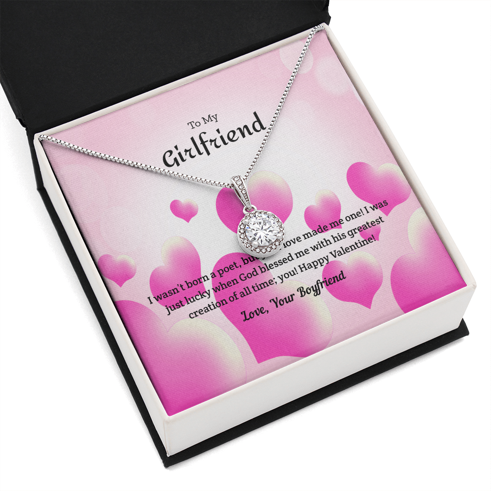 To My Girlfriend Valentines Gift Wasn't Born Poet Eternal Union Necklace-Express Your Love Gifts