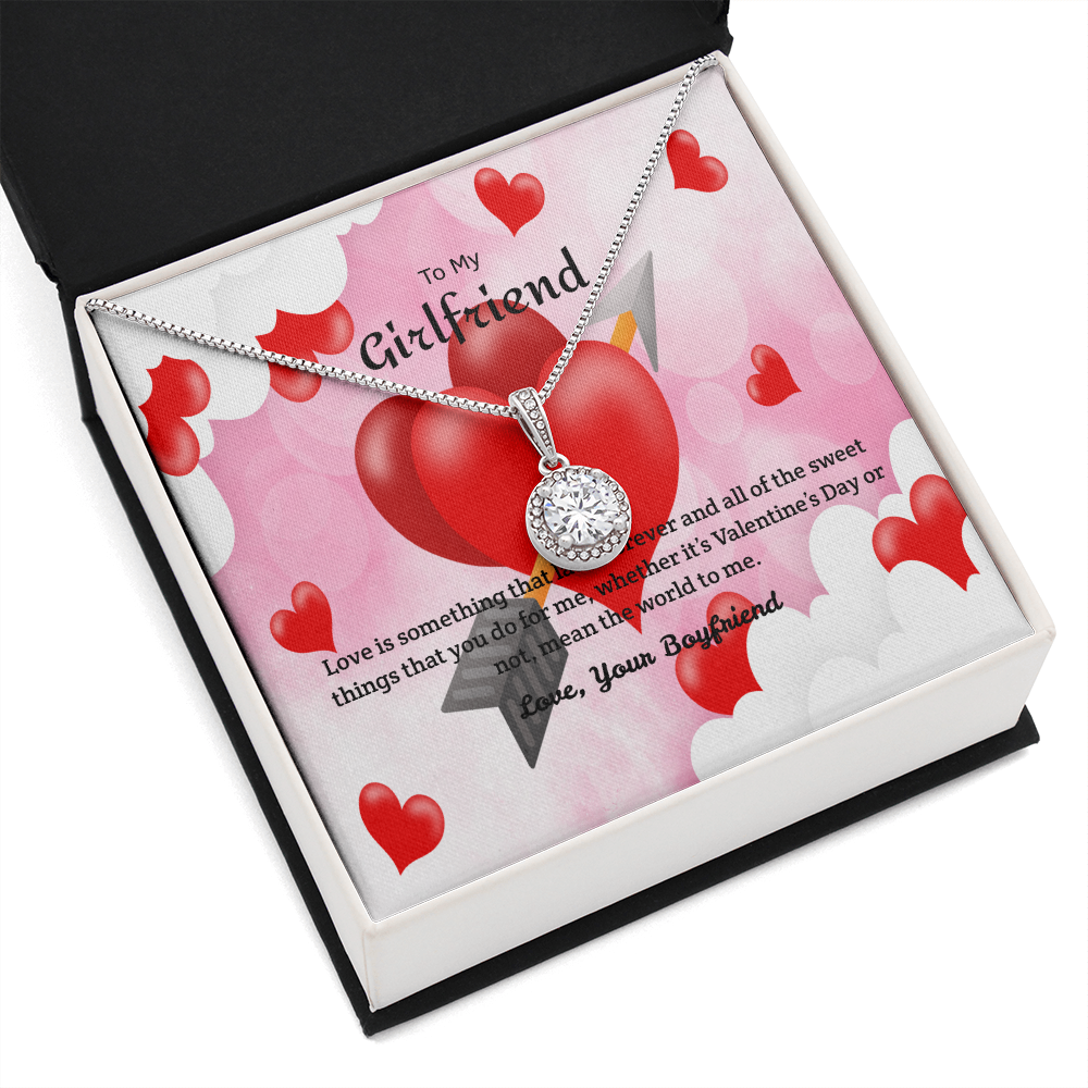 To My Girlfriend Valentines Gift You Mean the World to Me Eternal Union Necklace-Express Your Love Gifts