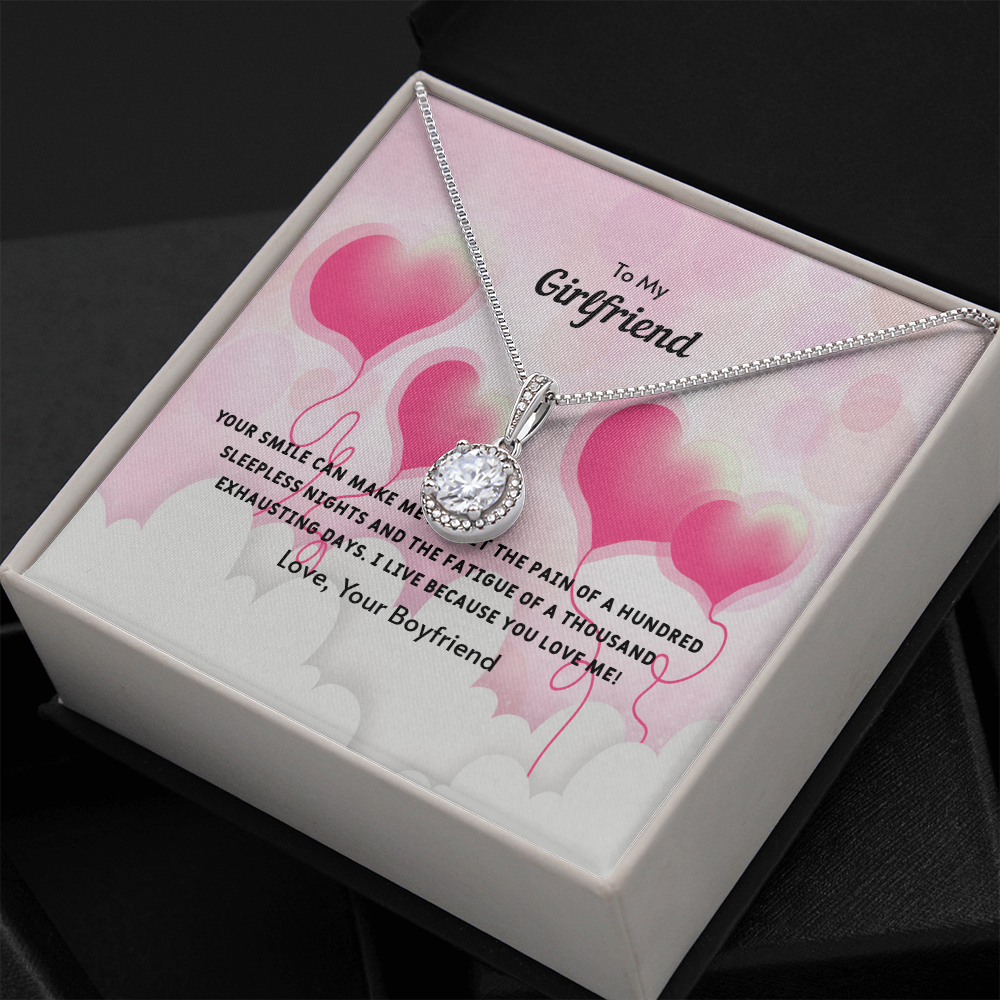 To My Girlfriend Valentines Gift Your Smile Forgets Sleepless Nights Eternal Union Necklace-Express Your Love Gifts