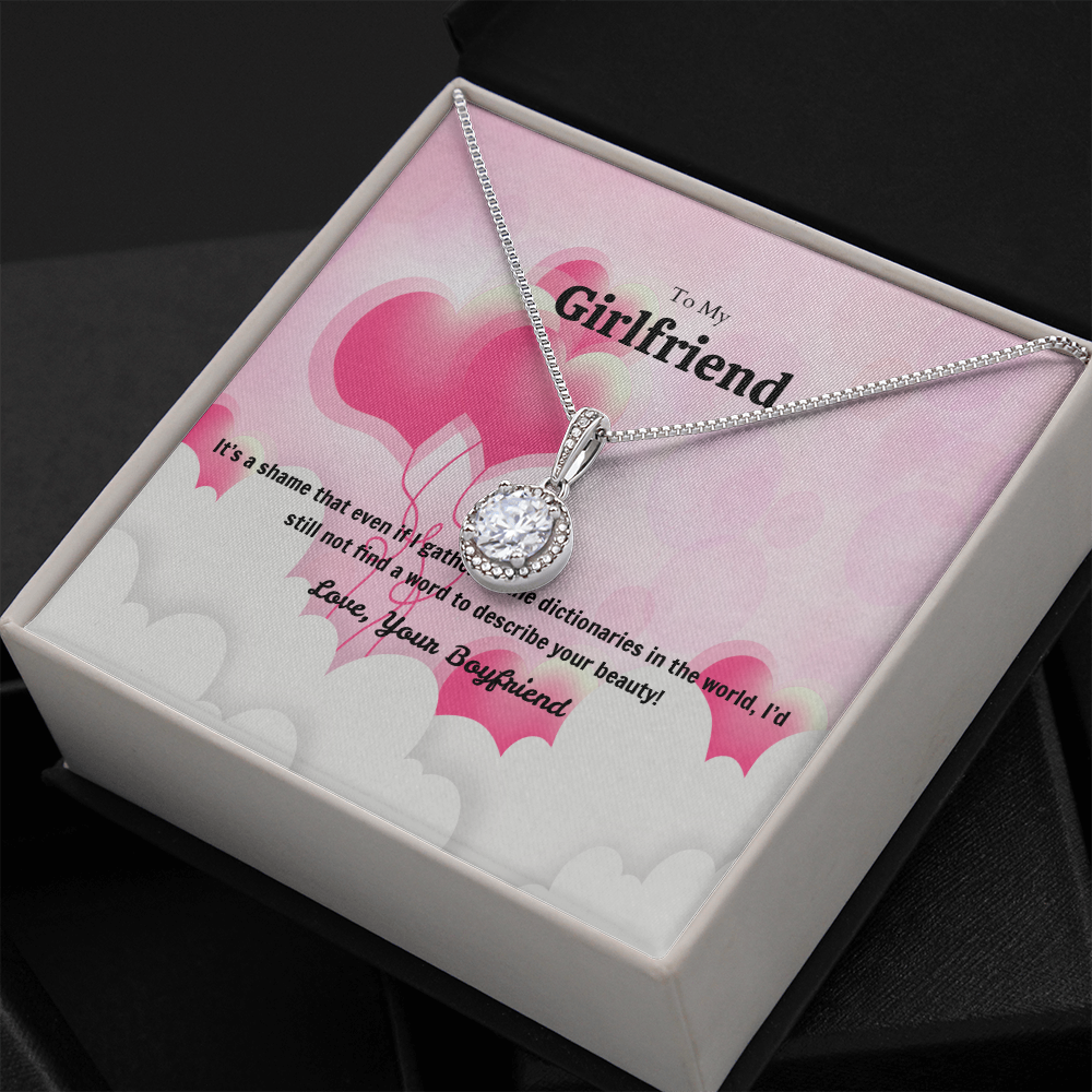 To My Girlfriend Valentines Gift No Word to Describe Your Beauty Heart Balloon Eternal Union Necklace-Express Your Love Gifts