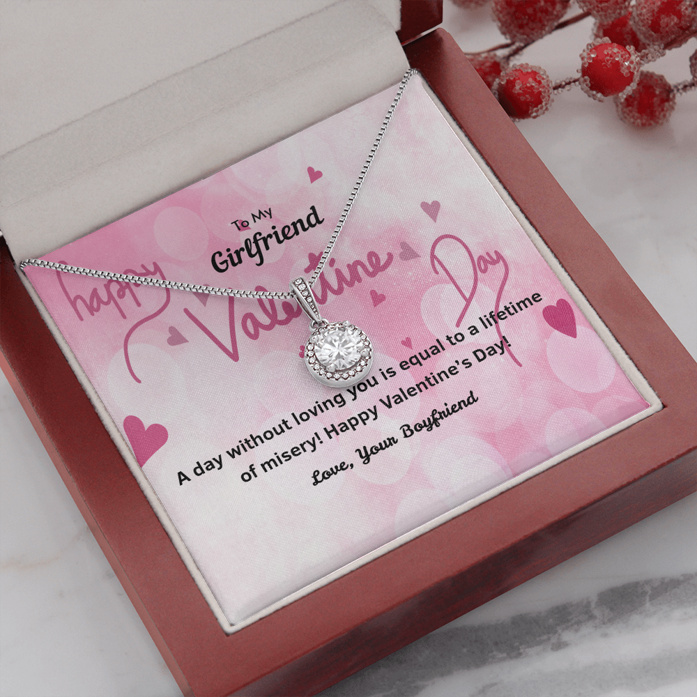 To My Girlfriend Valentines Gift A Day Without Loving You Hearts Eternal Union Necklace-Express Your Love Gifts