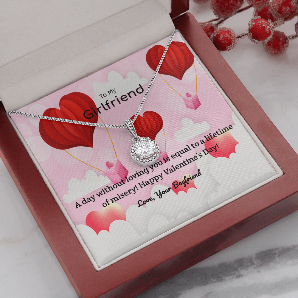 To My Girlfriend Valentines Gift A Day Without Loving You Hot Air Balloon Eternal Union Necklace-Express Your Love Gifts