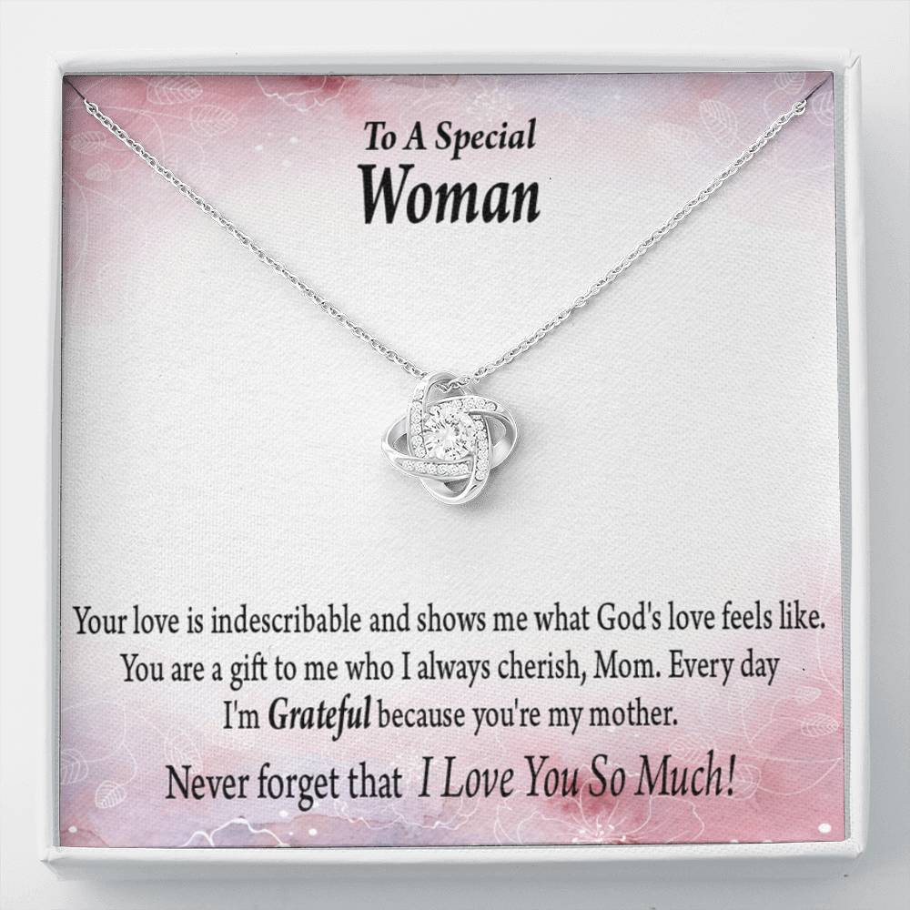 Mom I&#39;m Grateful Love Knot Pendant Necklace With Message Card-Express Your Love Gifts