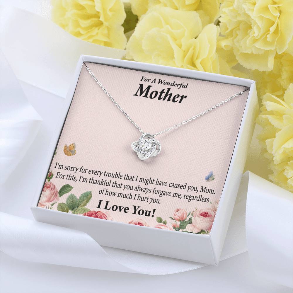 To Mom Sorry Your Unconditional Love Love Knot Necklace Message Card-Express Your Love Gifts