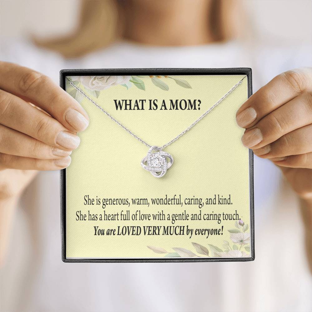 Gift To Mom What Is A Mom Love Knot Pendant Necklace Stainless Steel W Cz Stone-Express Your Love Gifts