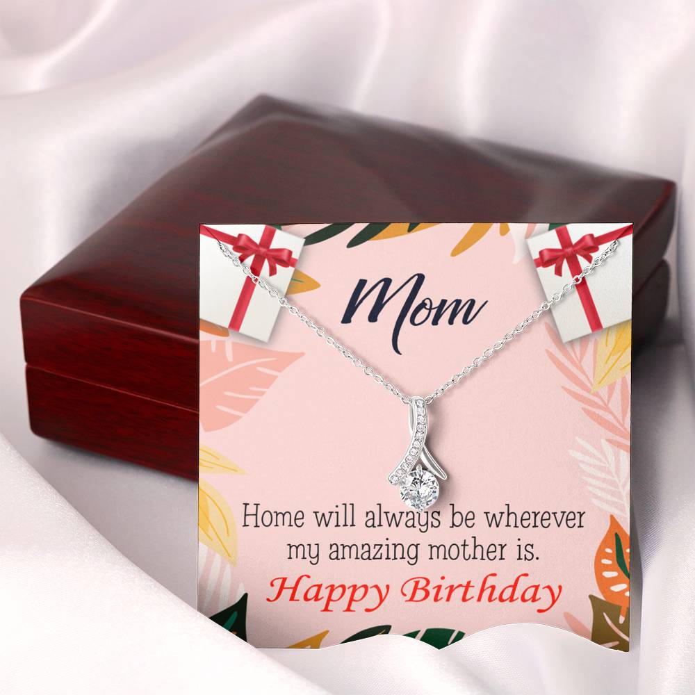 My Amazing Mom Eternity Ribbon Stone Necklace Message Birthday Card-Express Your Love Gifts