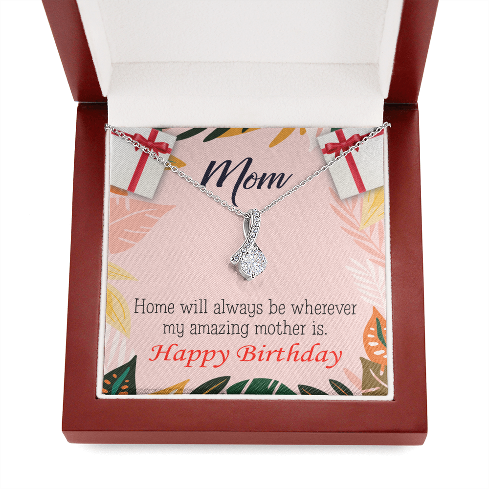 My Amazing Mom Eternity Ribbon Stone Necklace Message Birthday Card-Express Your Love Gifts