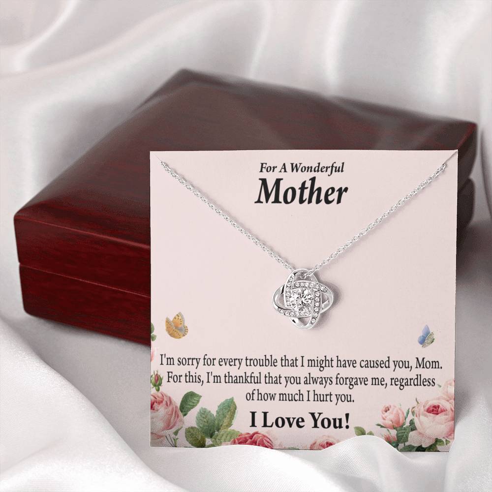 To Mom Sorry Your Unconditional Love Love Knot Necklace Message Card-Express Your Love Gifts