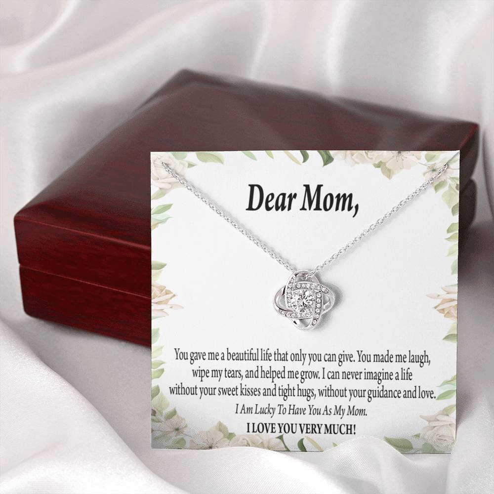 Gift To Mom Unique Present For Mom Love Knot Pendant Necklace Stainless Steel W Cz Stone-Express Your Love Gifts
