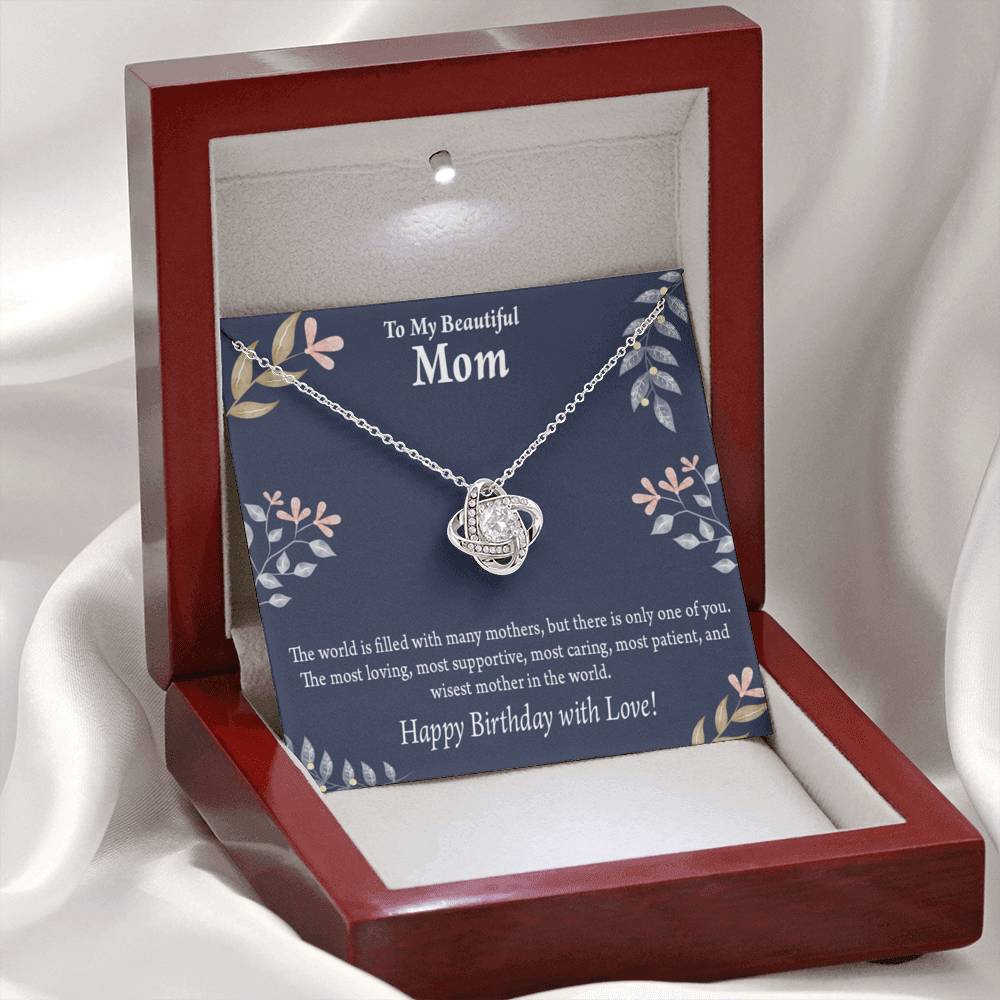 Mom Happy Birthday With Love Love Knot Pendant Message Card-Express Your Love Gifts