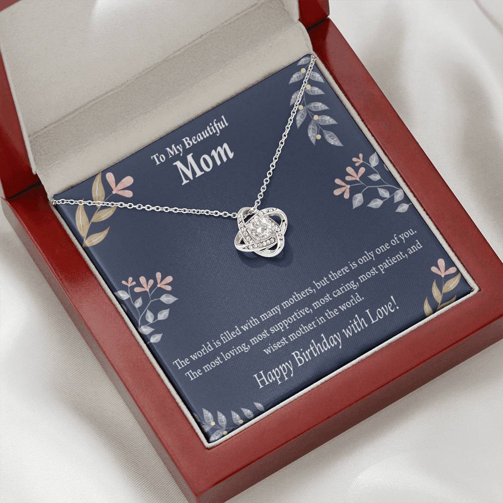 Mom Happy Birthday With Love Love Knot Pendant Message Card-Express Your Love Gifts