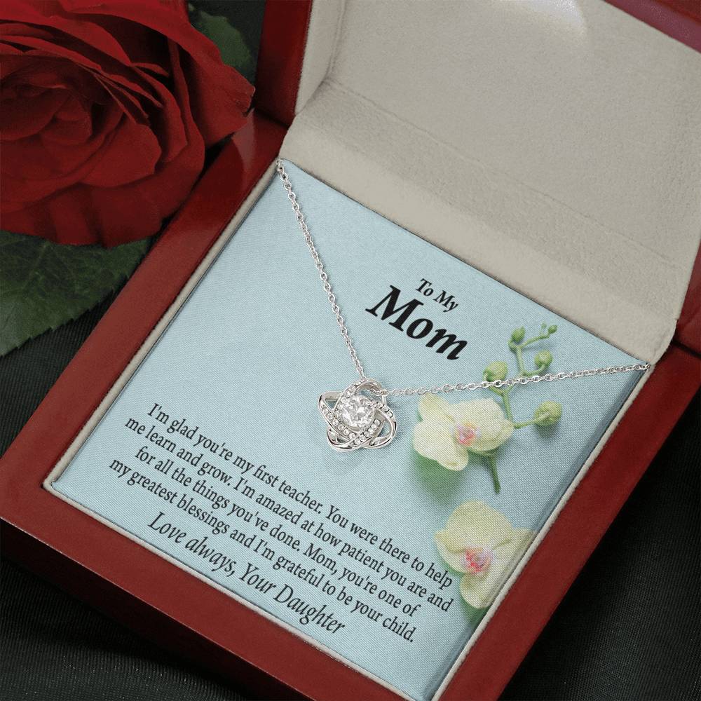 Mother Daughter Necklace First Teacher Love Knot Pendant Pendant Message Card-Express Your Love Gifts