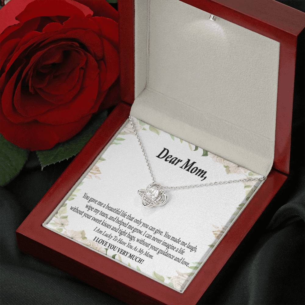 Gift To Mom Unique Present For Mom Love Knot Pendant Necklace Stainless Steel W Cz Stone-Express Your Love Gifts