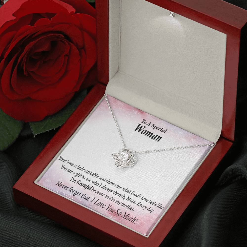 Mom I'm Grateful Love Knot Pendant Necklace With Message Card-Express Your Love Gifts