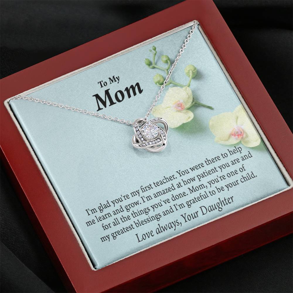 Mother Daughter Necklace First Teacher Love Knot Pendant Pendant Message Card-Express Your Love Gifts