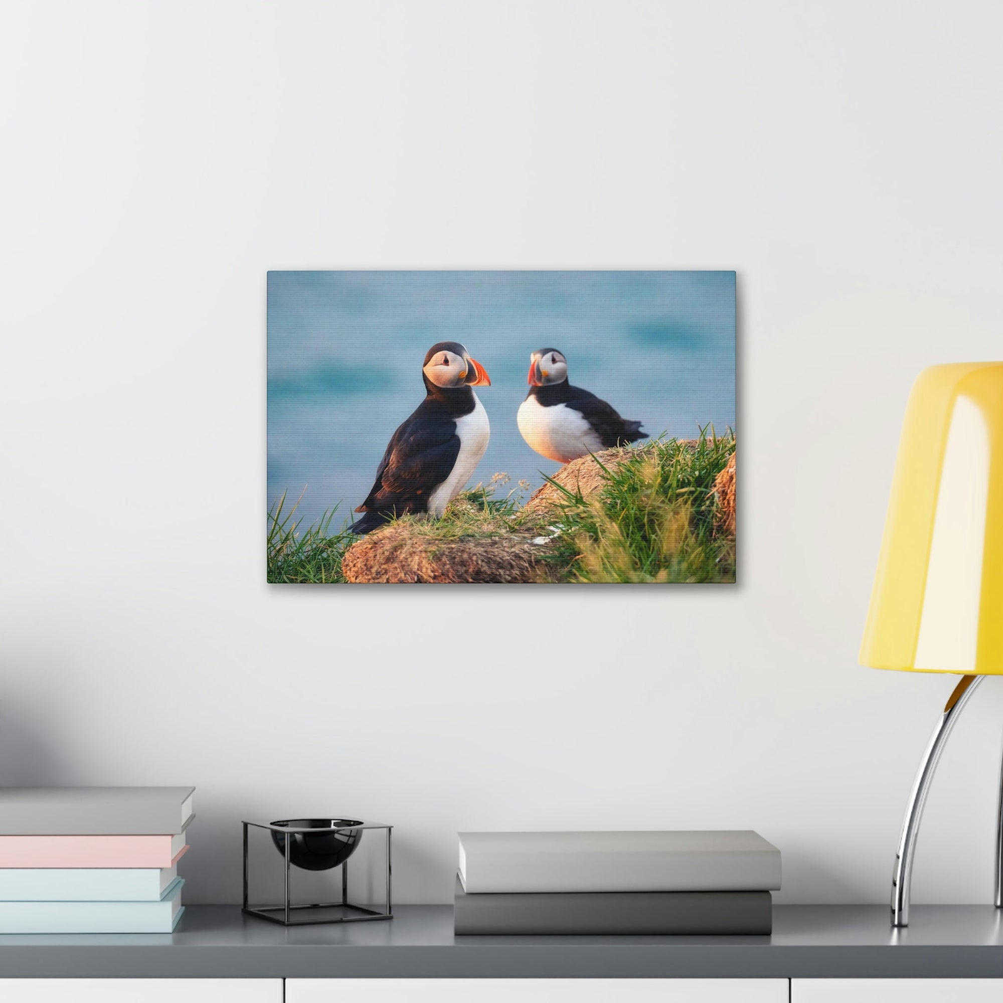 Scripture Walls Atlantic Puffin Couple Atlantic Puffin Troop Print Animal Wall Art Wildlife Canvas Prints Wall Art Ready to Hang Unframed-Express Your Love Gifts