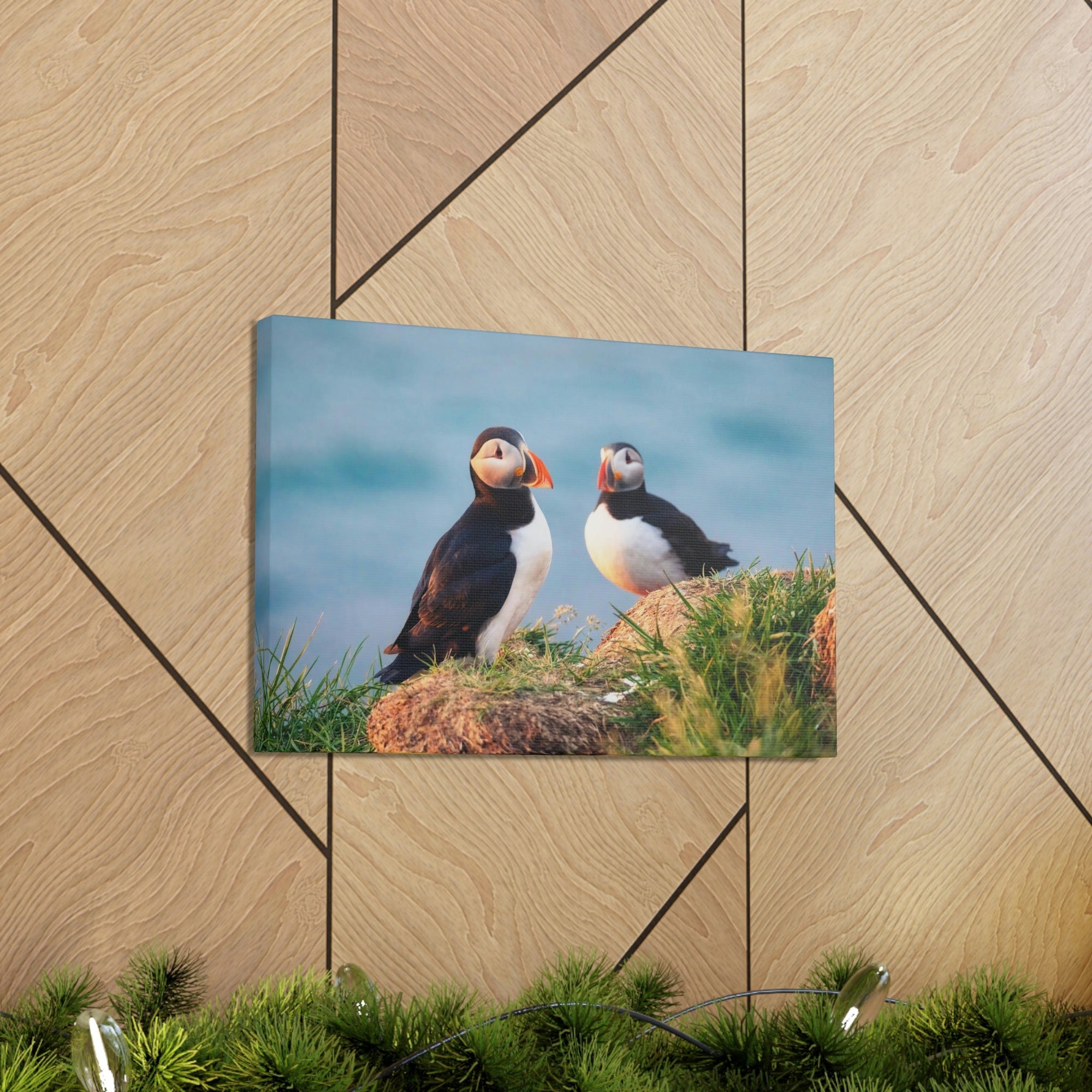 Scripture Walls Atlantic Puffin Couple Atlantic Puffin Troop Print Animal Wall Art Wildlife Canvas Prints Wall Art Ready to Hang Unframed-Express Your Love Gifts