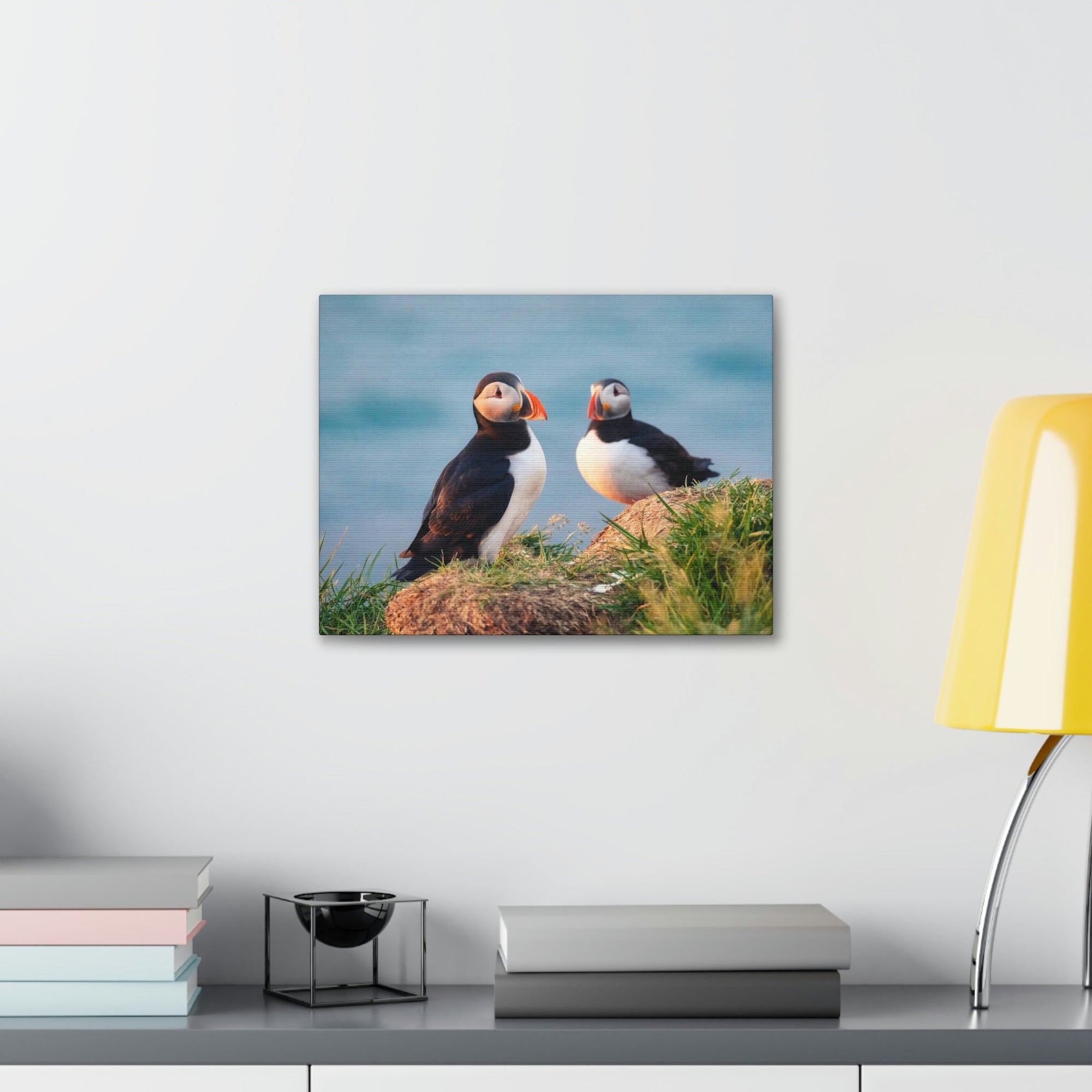 Scripture Walls Atlantic Puffin Couple Atlantic Puffin Troop Print Animal Wall Art Wildlife Canvas Prints Wall Art Ready to Hang Unframed-Express Your Love Gifts