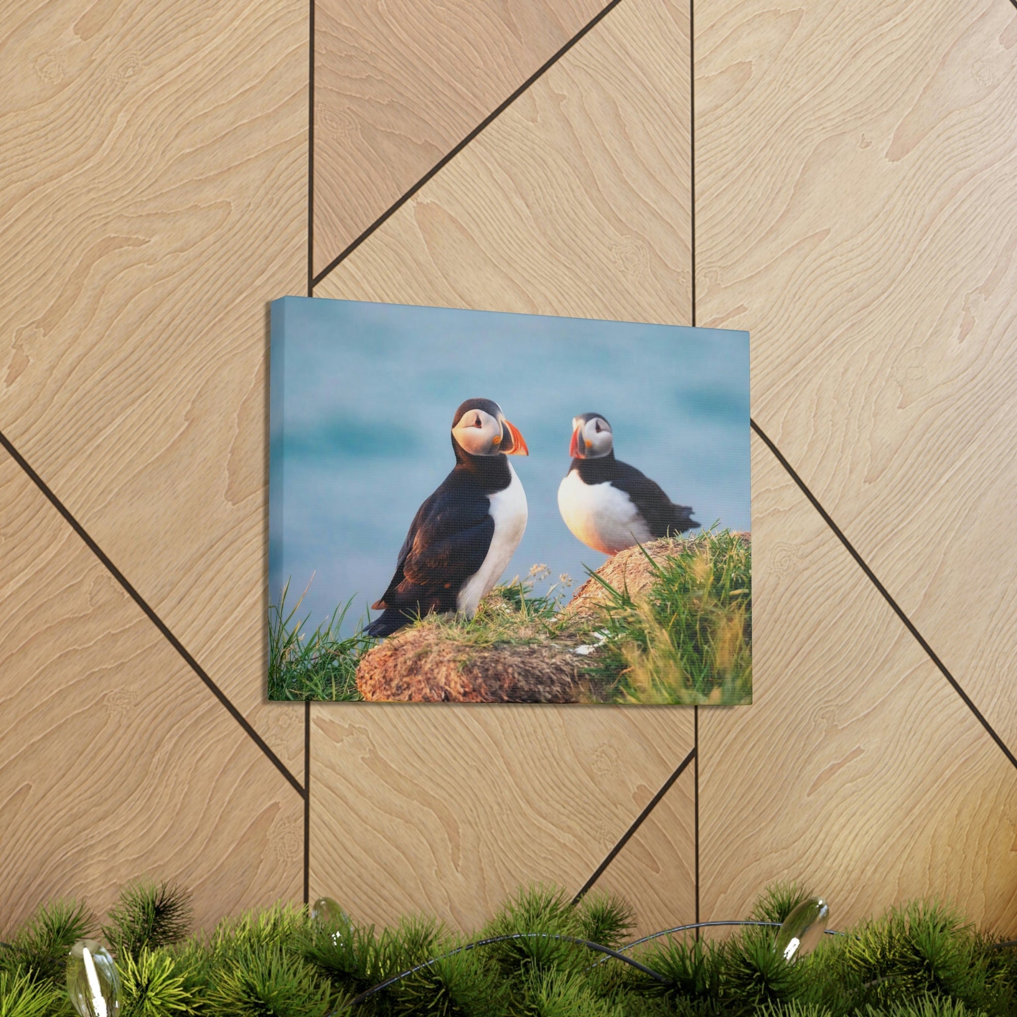 Scripture Walls Atlantic Puffin Couple Atlantic Puffin Troop Print Animal Wall Art Wildlife Canvas Prints Wall Art Ready to Hang Unframed-Express Your Love Gifts